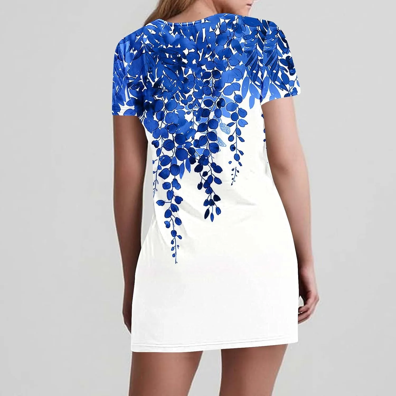 2025 Womens Summer Mini Dresses Casual Floral Shirt Dress Short Sleeve V-Neck Beach Sundress Pockets Swimsuit Coverup