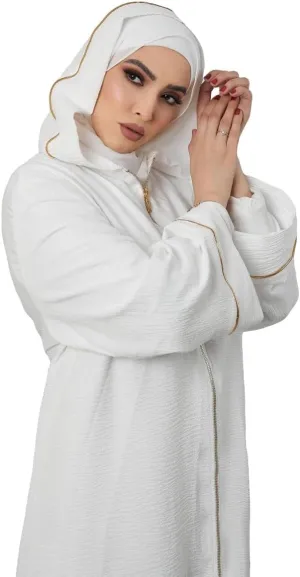 4PCS Women Muslim Abaya Set with Pants and Undershirt - Islamic Dresses for Umrah, Hajj, Ramadan, and Jilbab One Size (L-2XL)