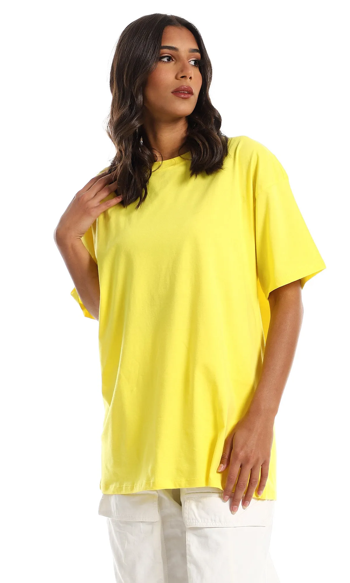 98823 Yellow Plain Comfy Cotton T-Shirt