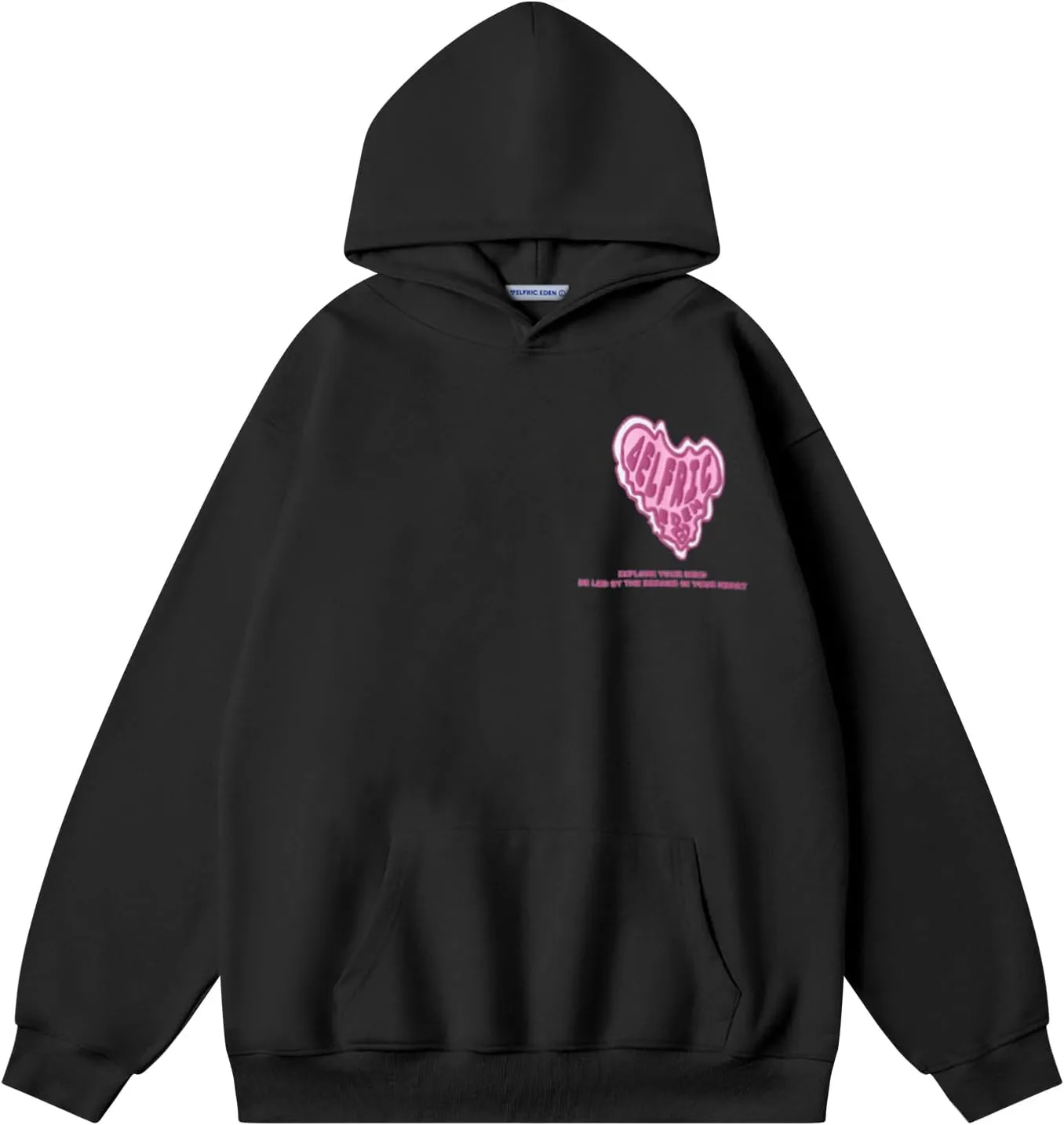 Aelfric Eden Graphic Hoodie Womens Oversized Hoodies Y2k Cute Heart Print Sweatshirt Streetwear Hooded Pullover