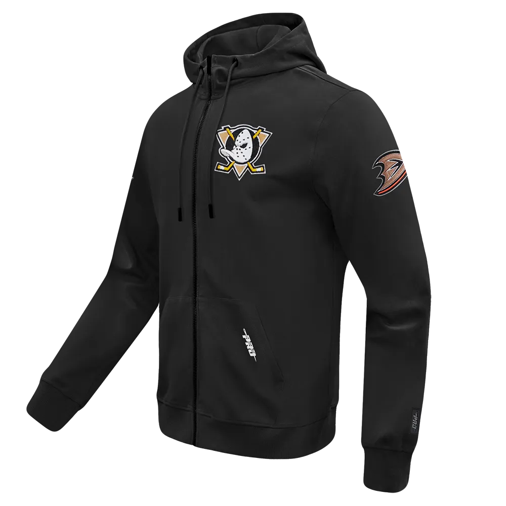 ANAHEIM DUCKS CLASSIC MEN'S CHENILLE DK FZ PO HOODIE (BLACK)