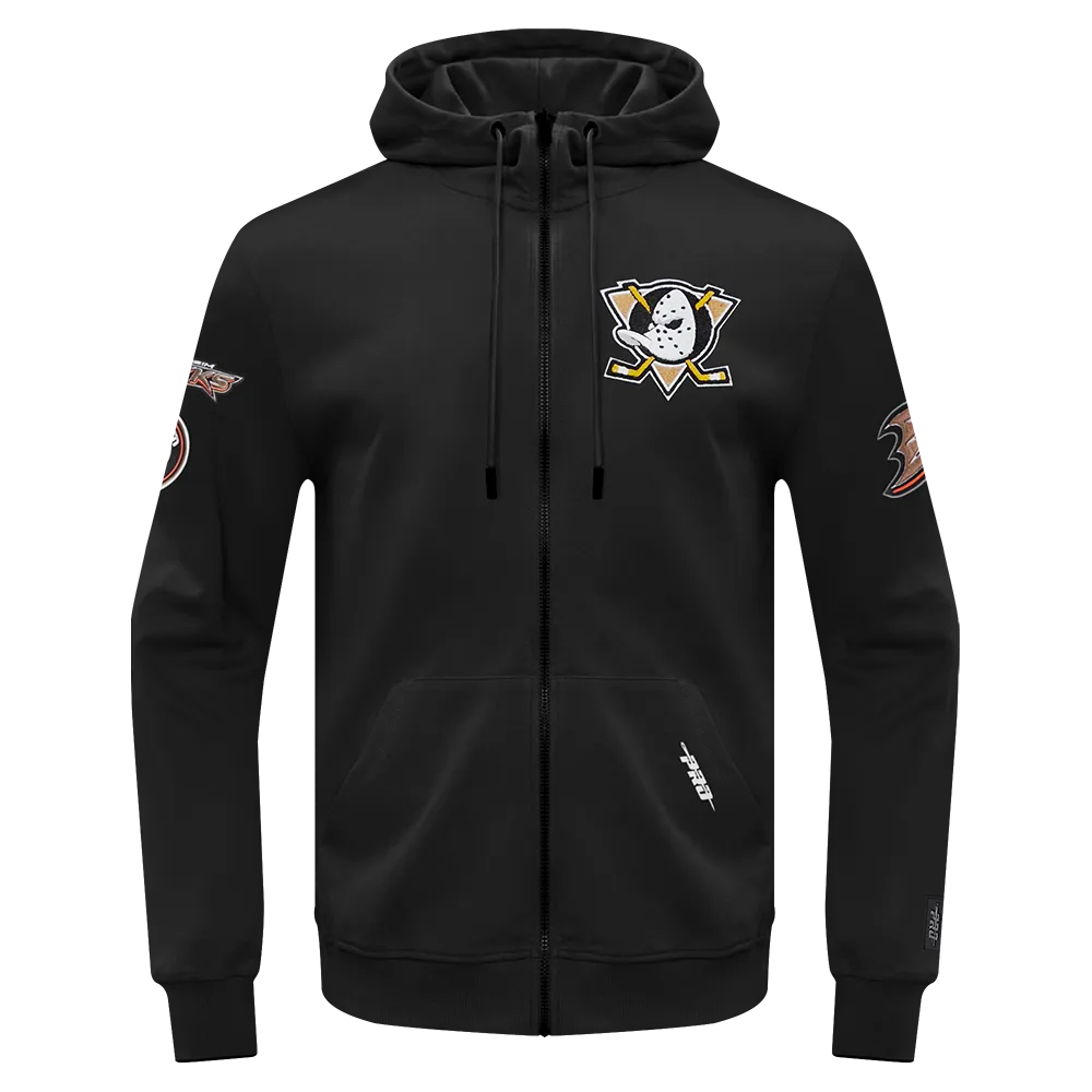 ANAHEIM DUCKS CLASSIC MEN'S CHENILLE DK FZ PO HOODIE (BLACK)