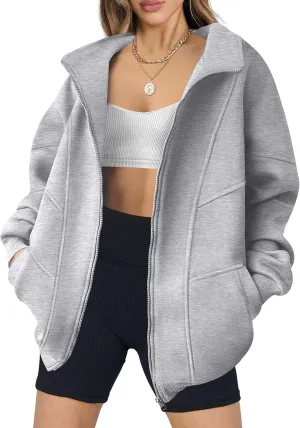 ANRABESS Women's Oversized Full Zip Up Sweatshirts Jacket 2025 Fall Fleece Long Sleeve Hoodies Outfit