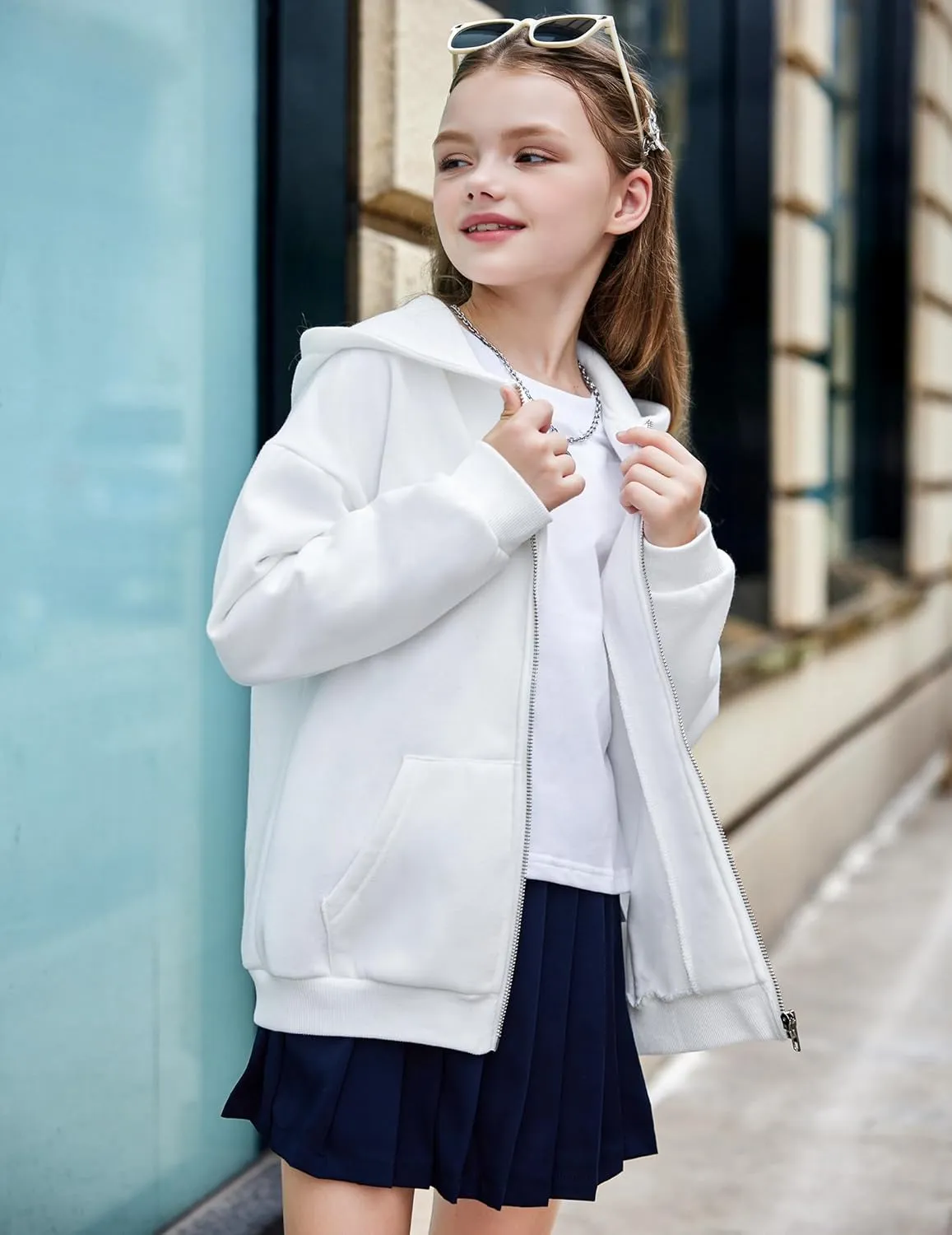 Arshiner Girls Zip Up Hoodies Teen Fleece Full-Zip Sweatshirts Jacket Casual Fall Hoodie with Pocket