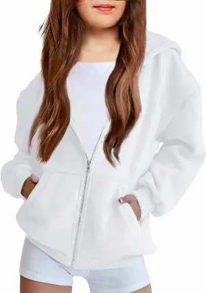 Arshiner Girls Zip Up Hoodies Teen Fleece Full-Zip Sweatshirts Jacket Casual Fall Hoodie with Pocket