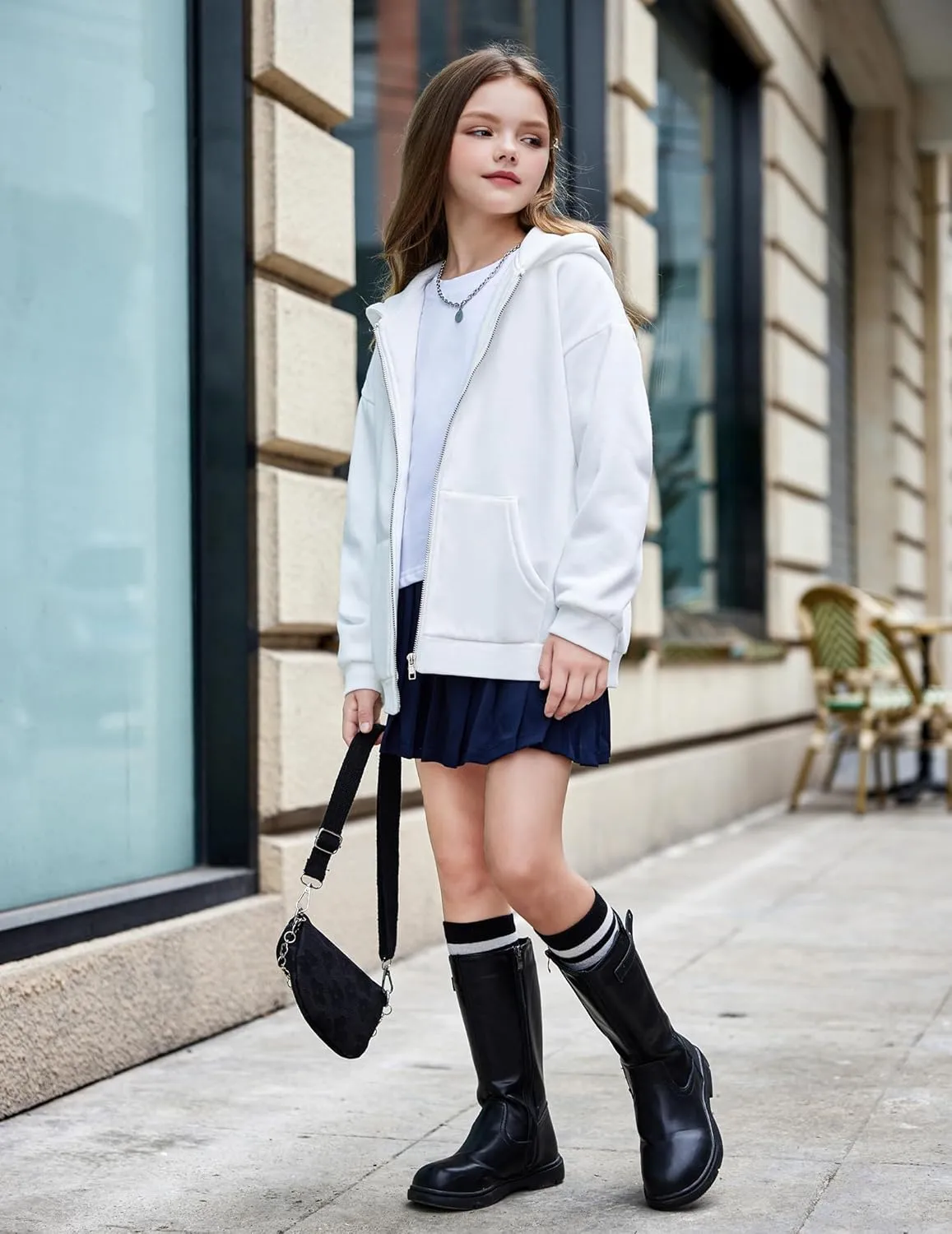 Arshiner Girls Zip Up Hoodies Teen Fleece Full-Zip Sweatshirts Jacket Casual Fall Hoodie with Pocket