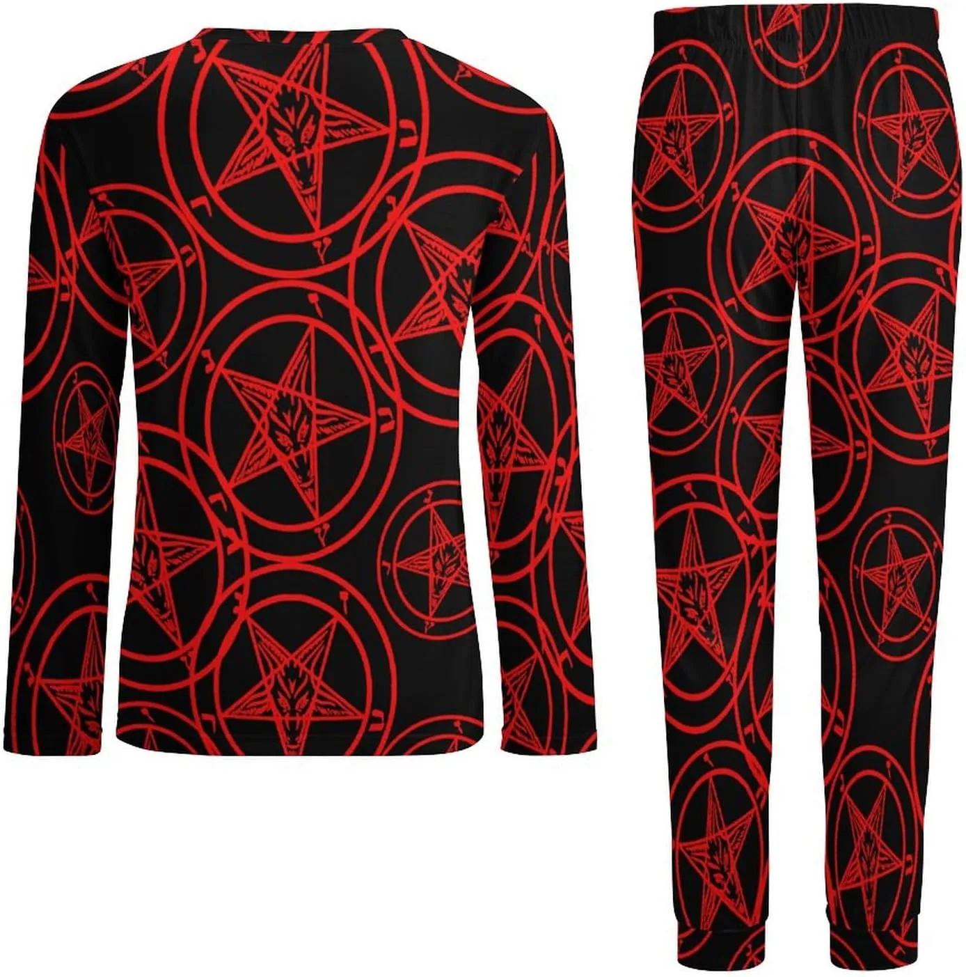 Baphomet Satan Satanic Sabbatic Goat Men's Pajama Set Long Sleeve Top And Pants Sleepwear 2 Piece Loungewear