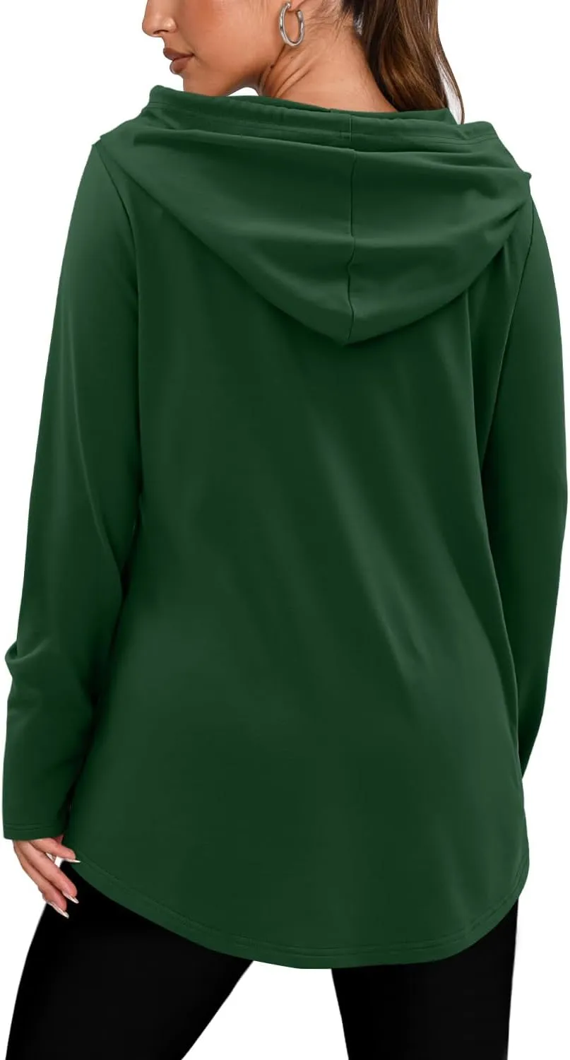 BETTE BOUTIK Womens Quarter Zip Tunic Hoodies Pullover Long Hooded Sweatshirts S-3XL