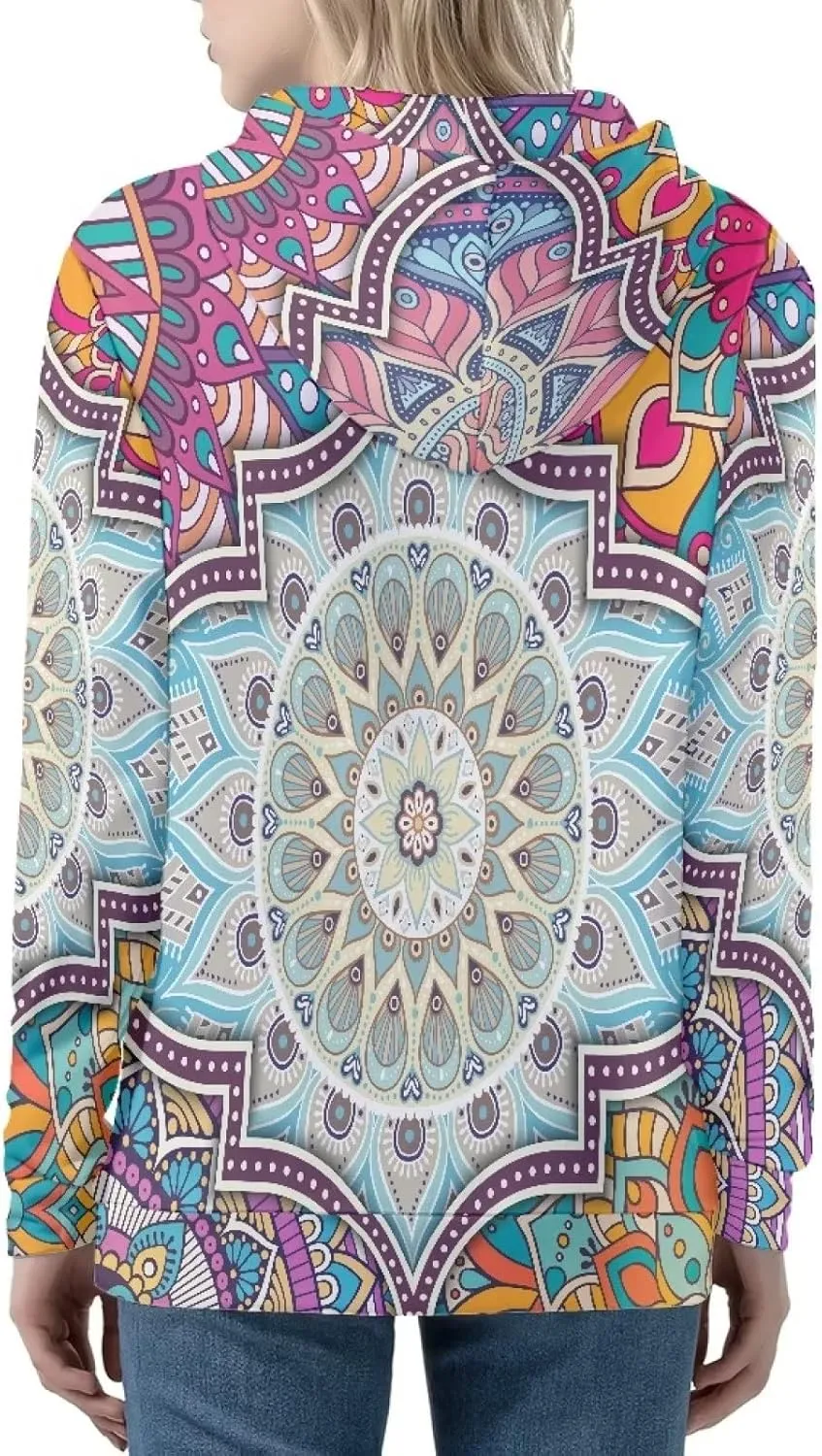 Biyejit Women's Novelty Print Zip Up Hoodies Long Sleeve Hooded Sweatshirt Jacket with Pocket