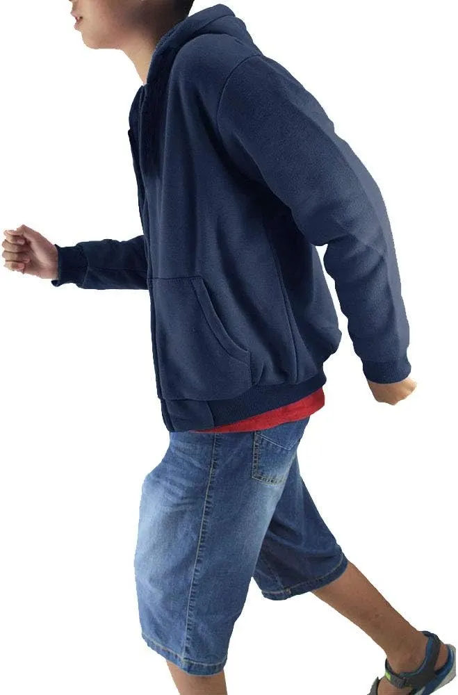 Boys' Sherpa-Lined Fleece Zip-Up Hoodie Sweatshirts Youth Kids Serpa Fleece Sweatshirt