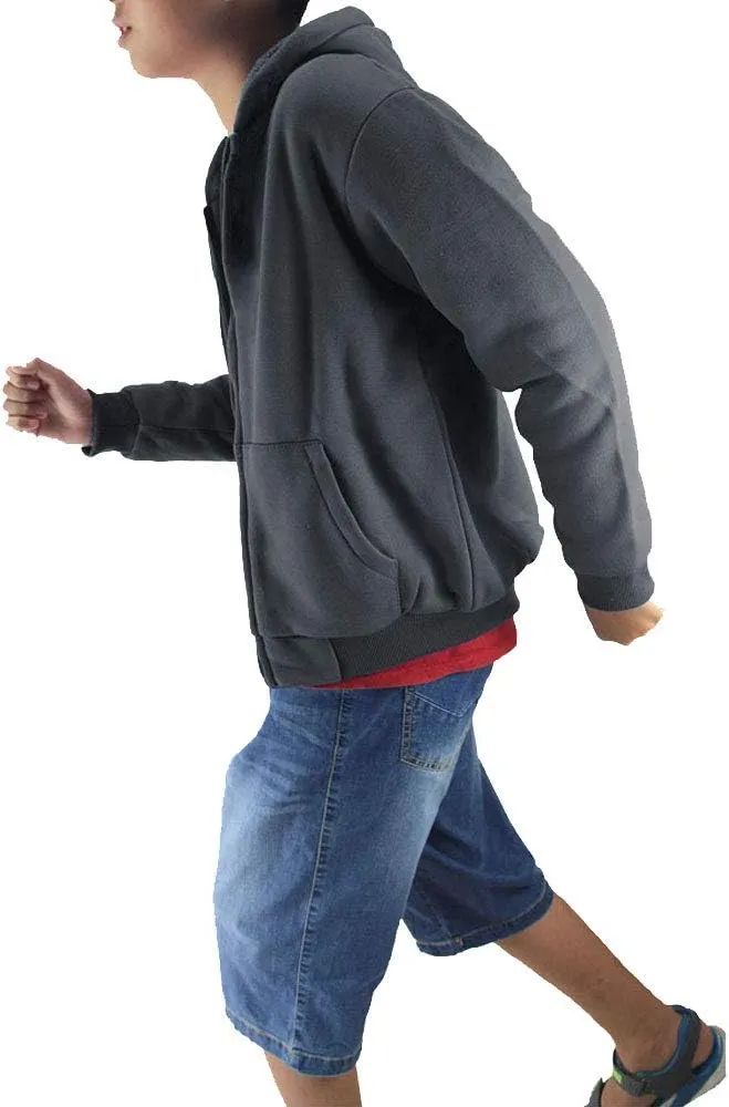 Boys' Sherpa-Lined Fleece Zip-Up Hoodie Sweatshirts Youth Kids Serpa Fleece Sweatshirt