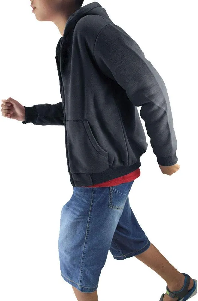 Boys' Sherpa-Lined Fleece Zip-Up Hoodie Sweatshirts Youth Kids Serpa Fleece Sweatshirt