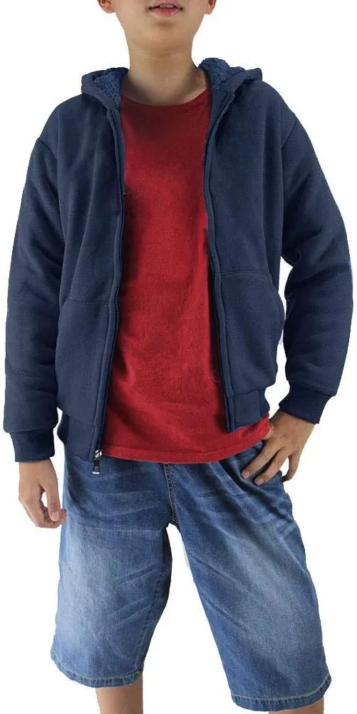 Boys' Sherpa-Lined Fleece Zip-Up Hoodie Sweatshirts Youth Kids Serpa Fleece Sweatshirt