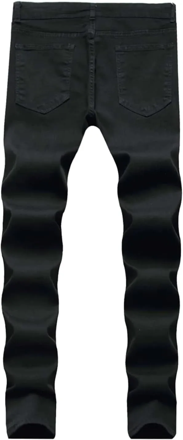 Boy's Skinny Fit Ripped Destroyed Distressed Stretch Slim Jeans Pants