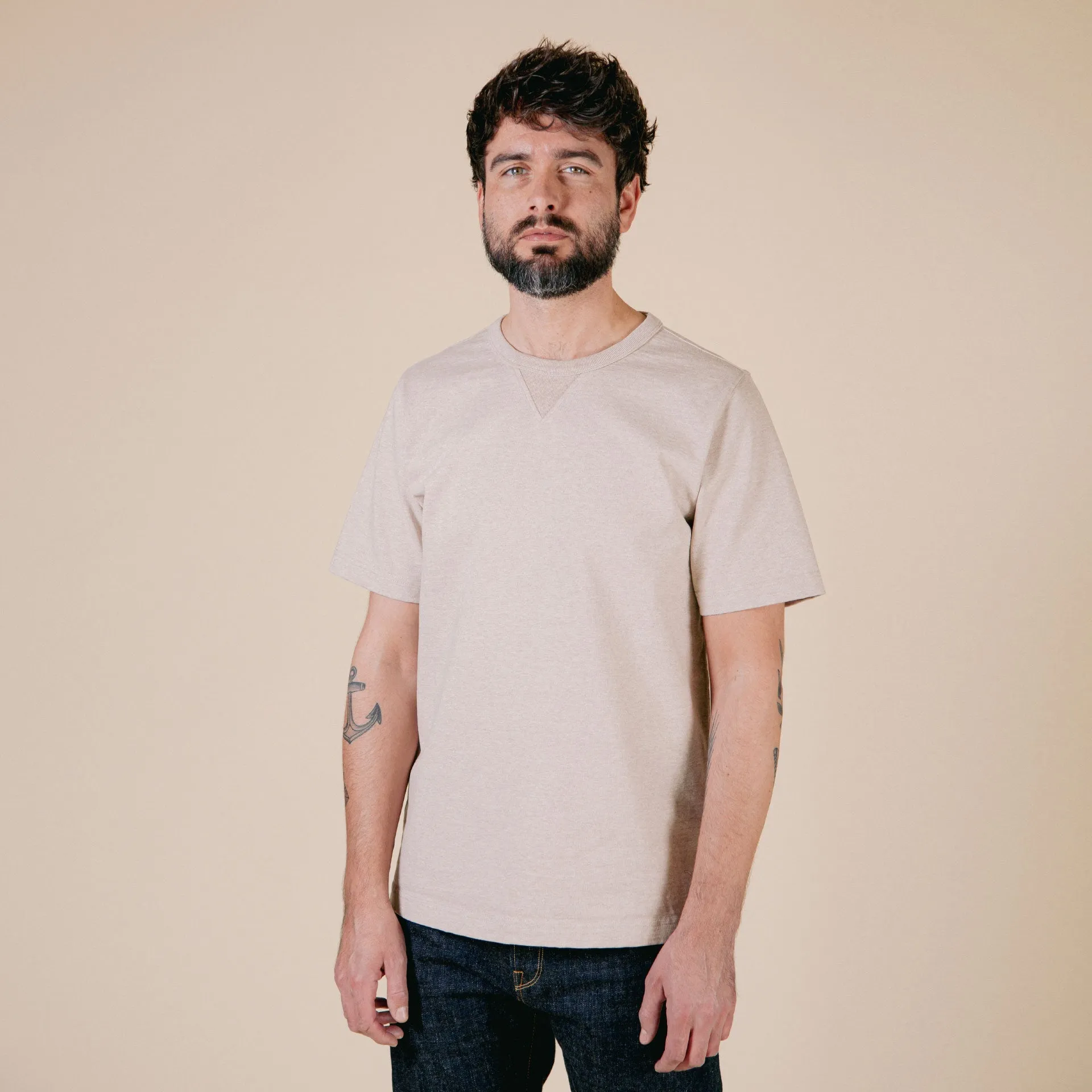 BT-06 GUSSET TEE brown melee extra heavy jersey