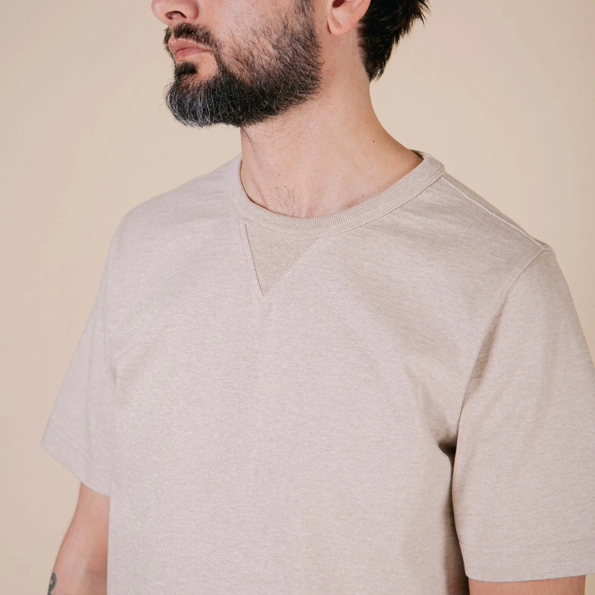 BT-06 GUSSET TEE brown melee extra heavy jersey