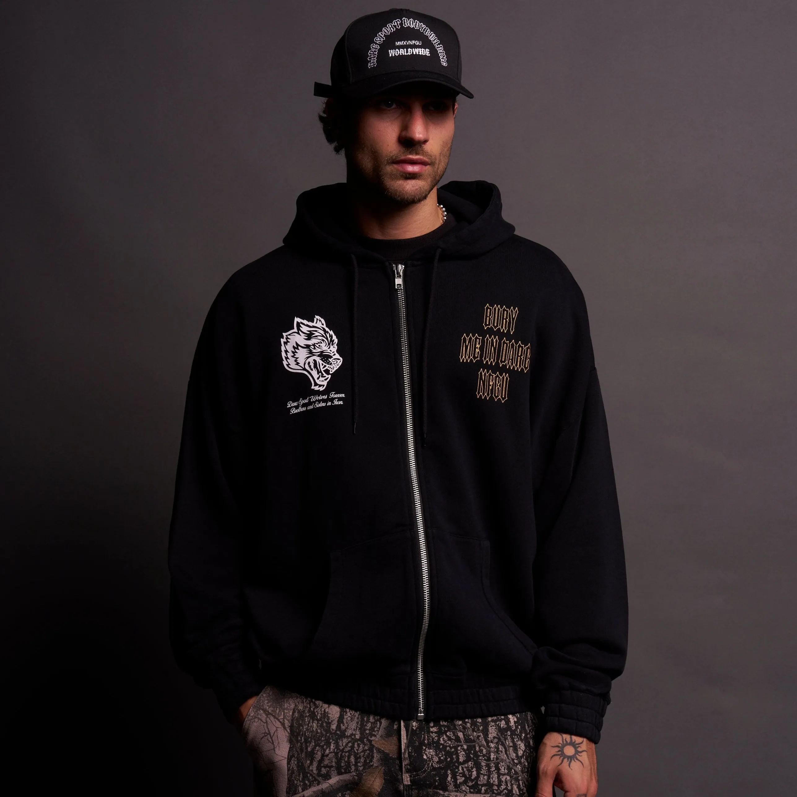 Bury Me In Darc NFGU V2 "Chambers" Zip Hoodie in Black/Orange