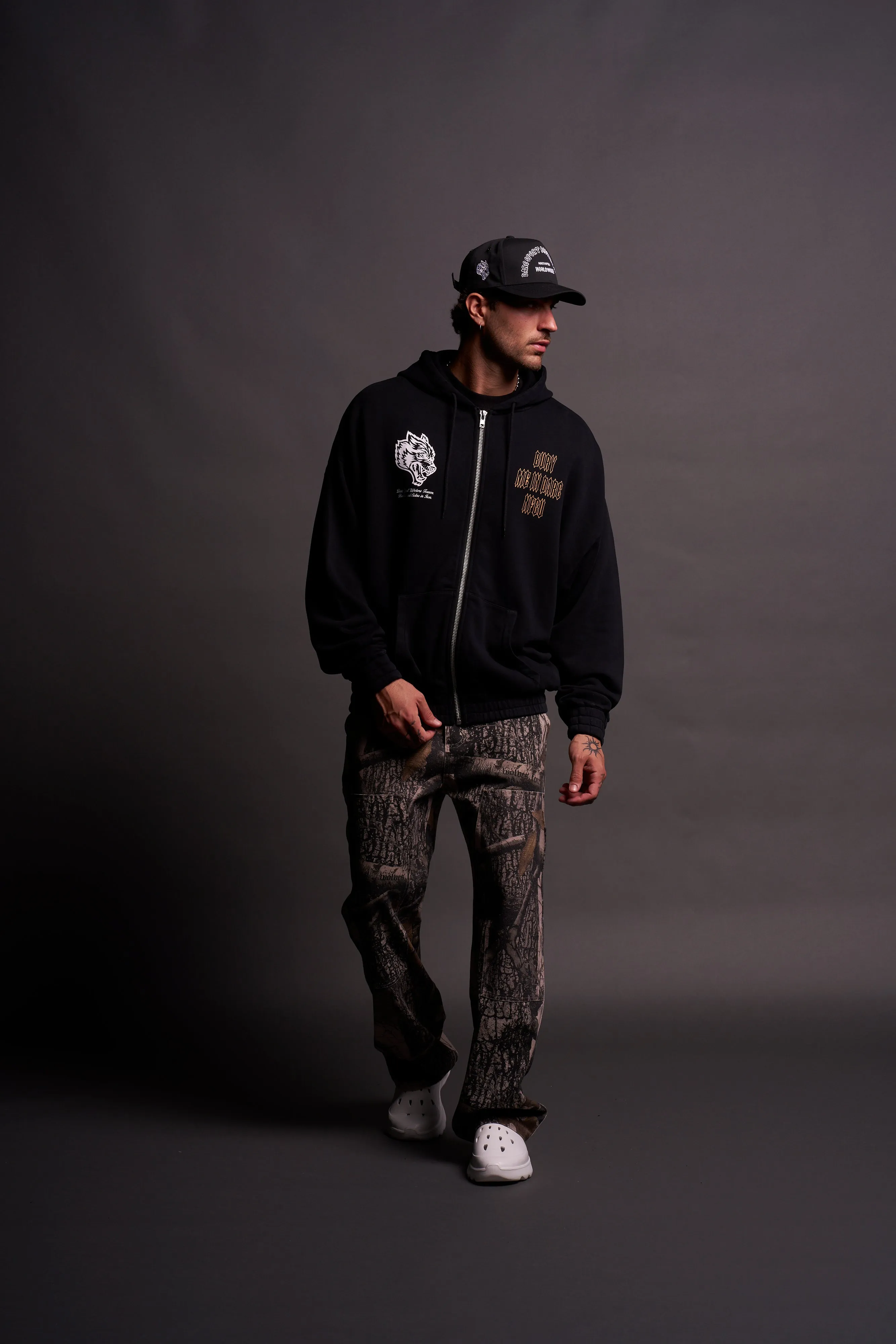 Bury Me In Darc NFGU V2 "Chambers" Zip Hoodie in Black/Orange