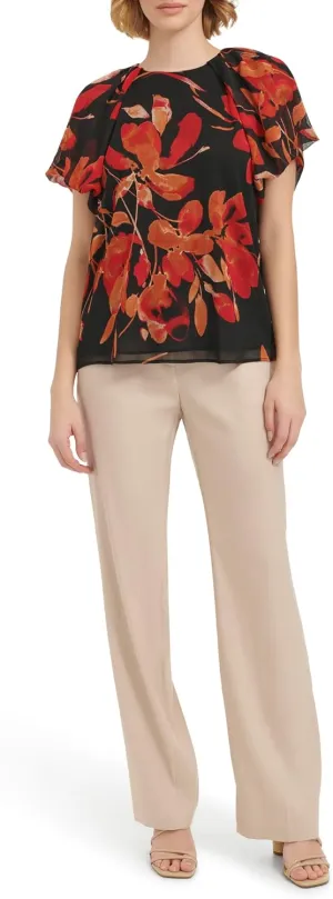 Calvin Klein Women's Ruffle Short Sleeve Blouse