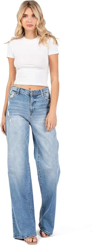 Celebrity Pink Women's Juniors High Rise Wide Leg Trouser Pants