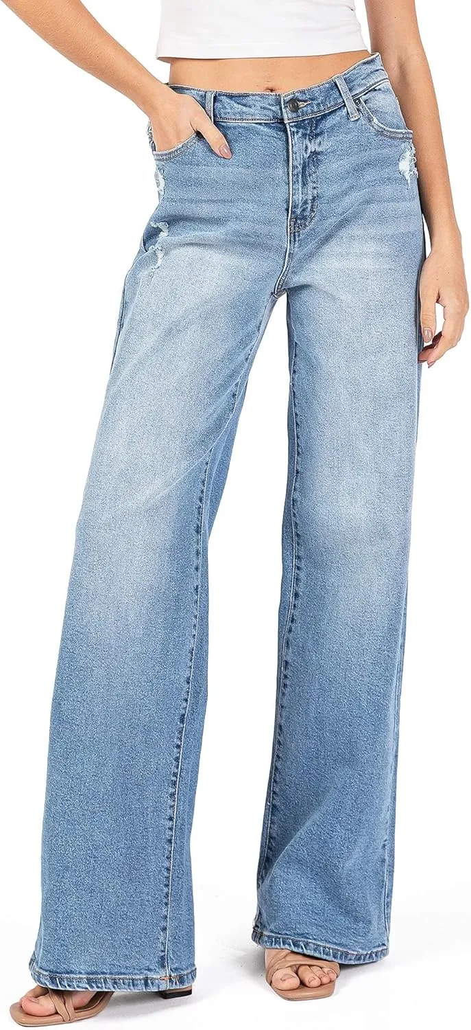 Celebrity Pink Women's Juniors High Rise Wide Leg Trouser Pants
