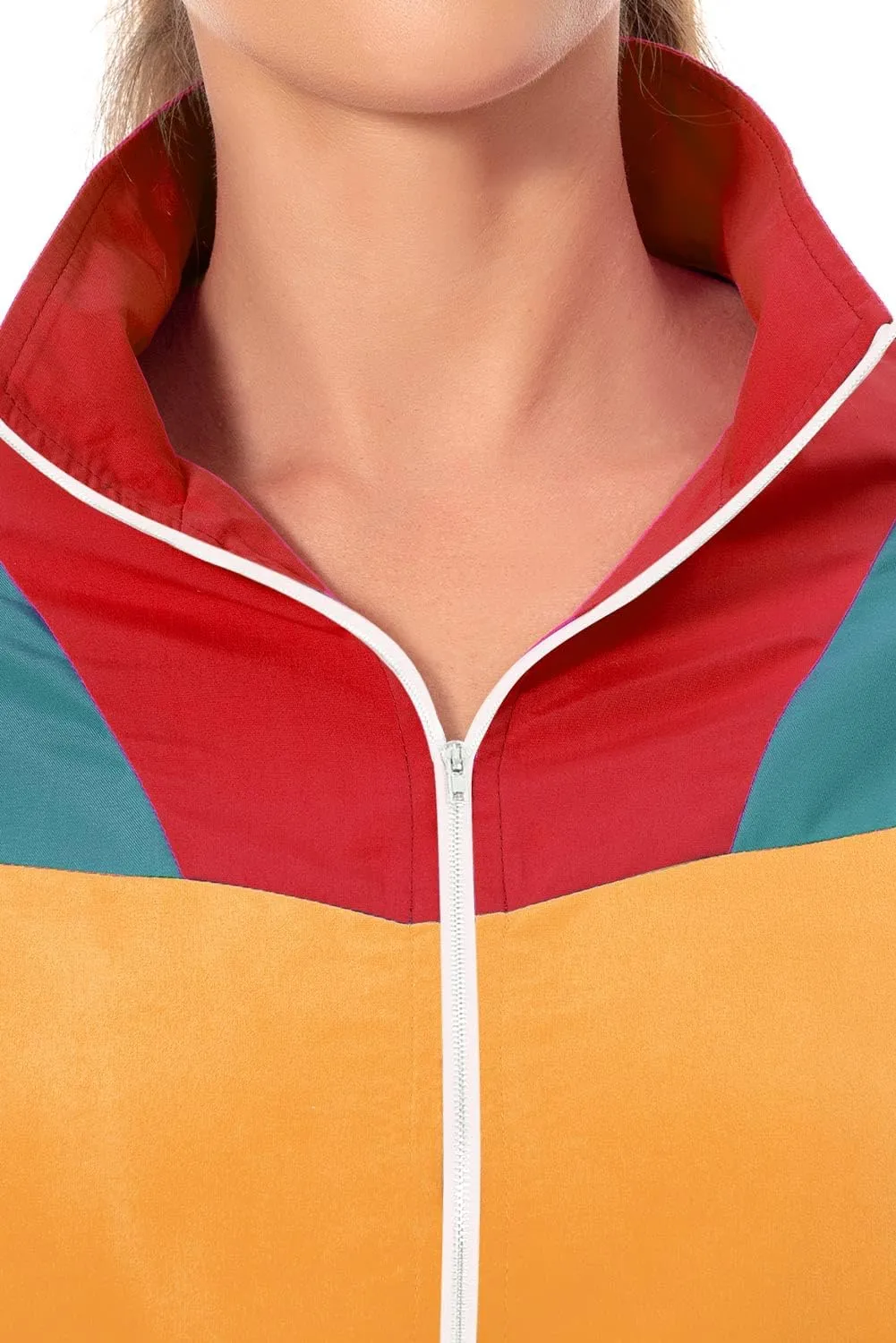 Color Block Track Suit Set 80s Long Sleeve Windbreaker 90s Track Outfit Casual Sweatsuits Women