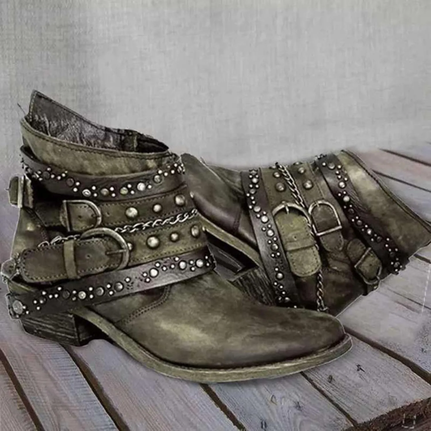 Combat Boots Womens Ankle Flat Booties for Women 2024 Black Boots for Women Flat Boot for Men Casual Round Head Low Heel Comfortable Pointed Toe