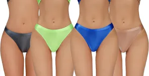 FEOYA Women Metallic Thongs Low Waist Cheeky Panties Rave Festival Bottoms for Club Party 3/4 Pack