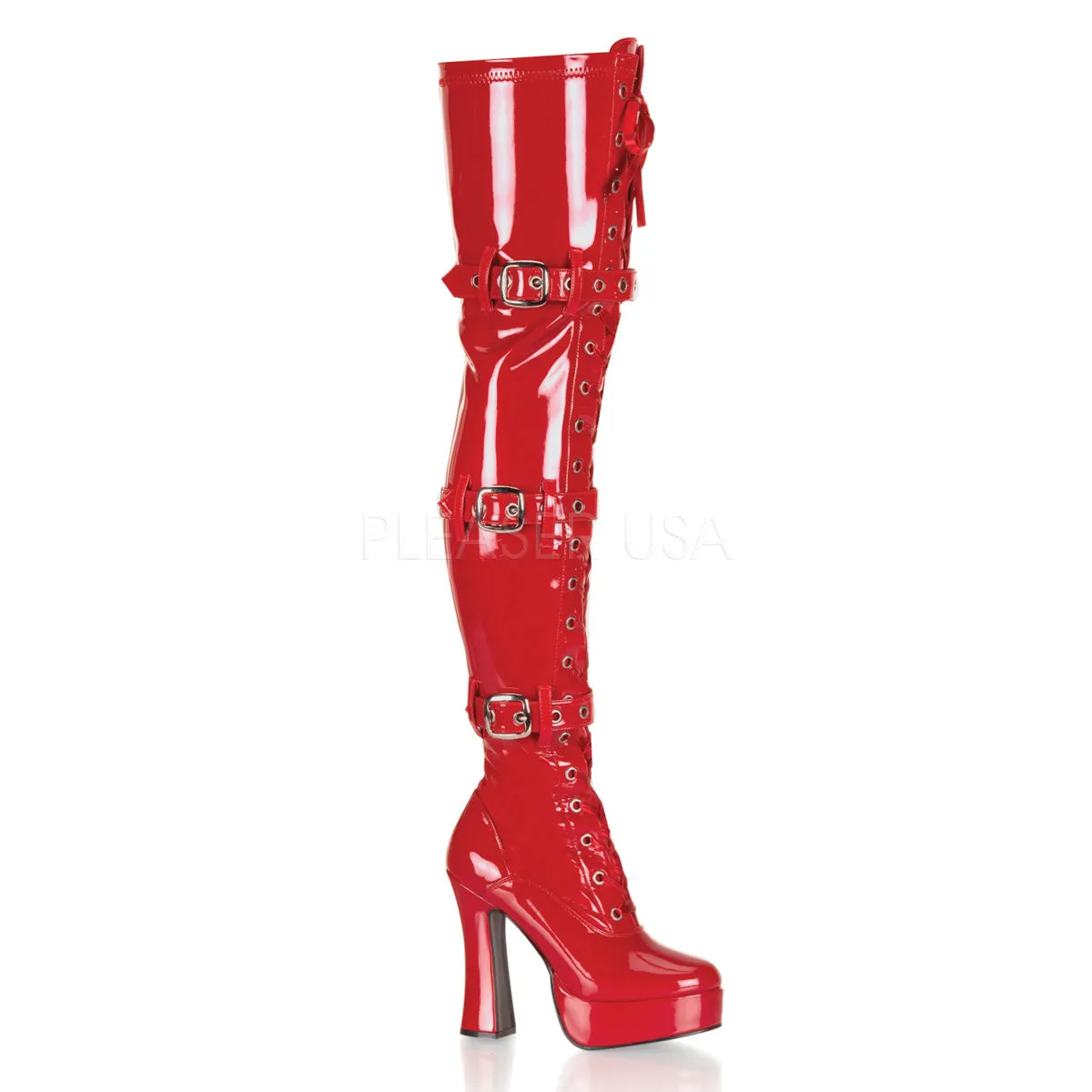 Front Lace-Up Thigh High Boot with Buckles 3-colors ELECTRA3028