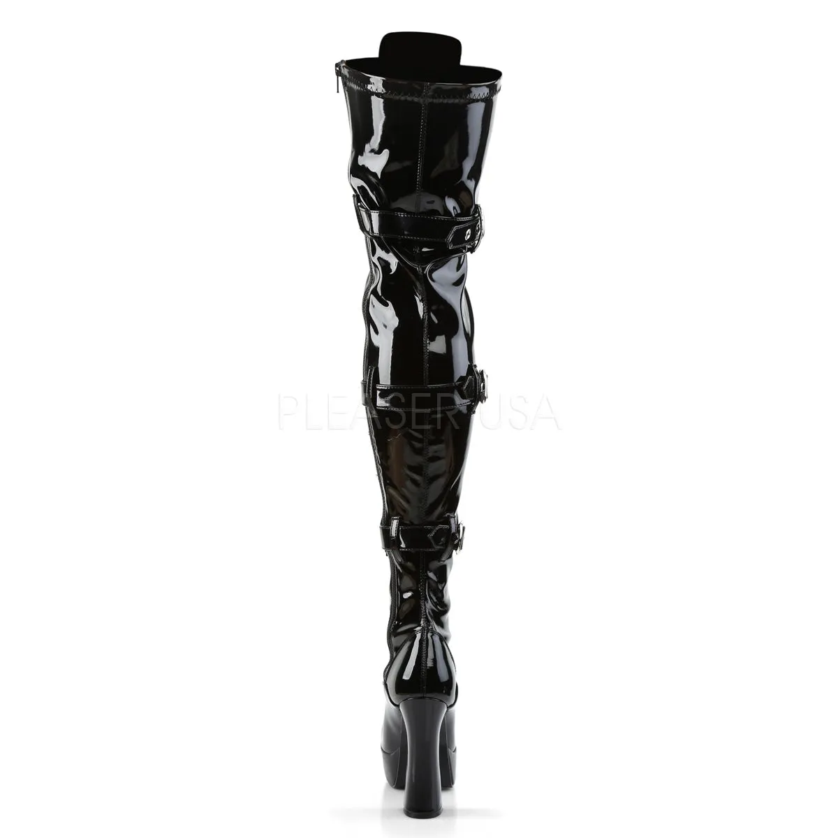 Front Lace-Up Thigh High Boot with Buckles 3-colors ELECTRA3028