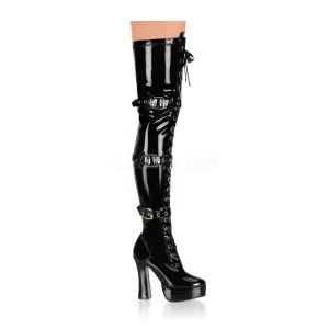 Front Lace-Up Thigh High Boot with Buckles 3-colors ELECTRA3028