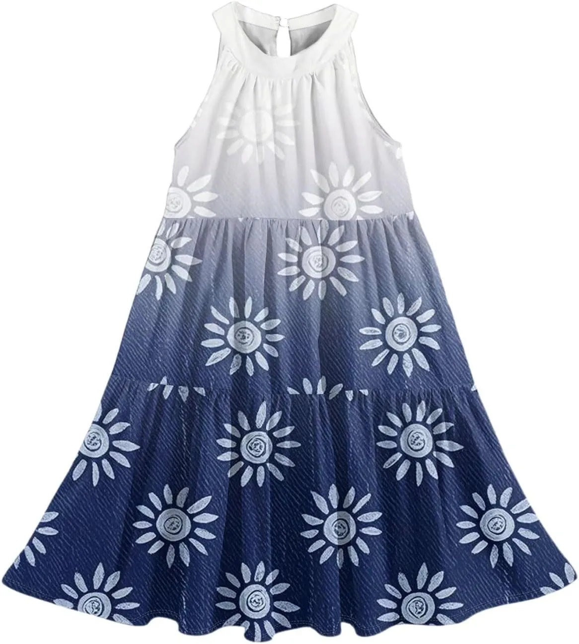 Girls Dresses Halter Neck Vintage Floral Sleeveless Girl Dress Casual Swing Smocked A Line Sundress Summer Dresses