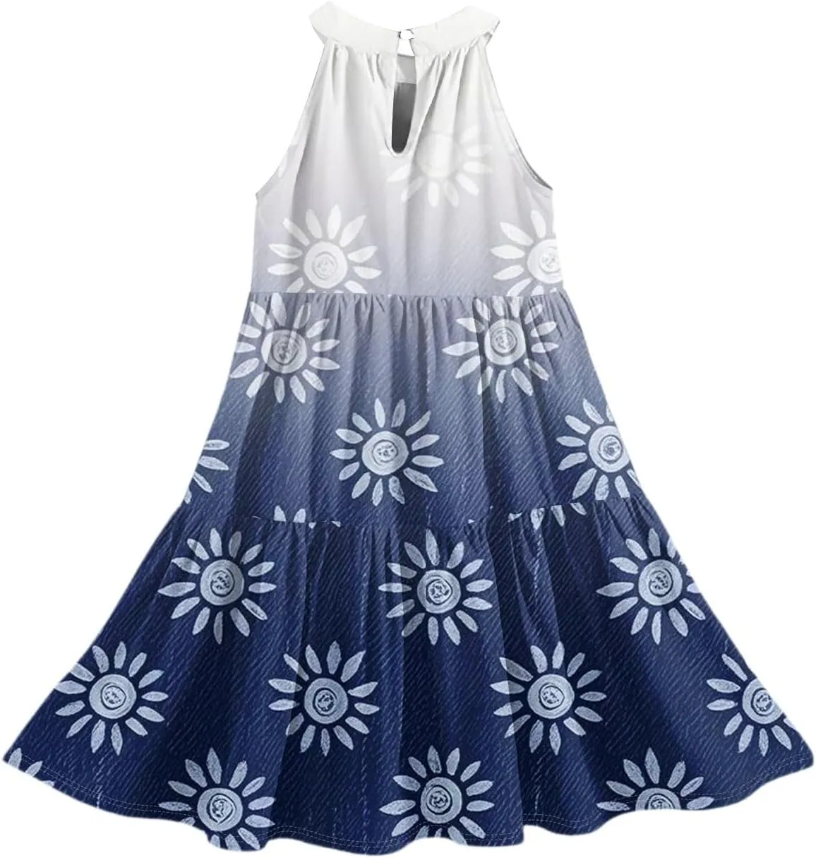 Girls Dresses Halter Neck Vintage Floral Sleeveless Girl Dress Casual Swing Smocked A Line Sundress Summer Dresses