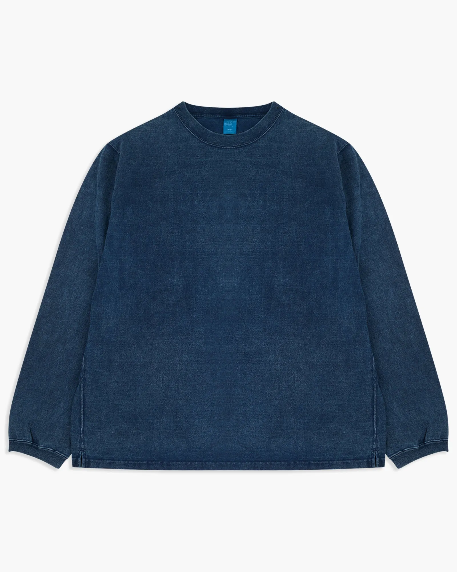 Good On Indigo Shaved L/S Heavy Crew Tee - Indigo