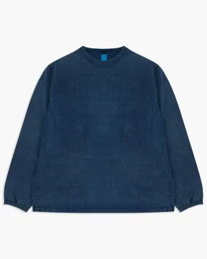 Good On Indigo Shaved L/S Heavy Crew Tee - Indigo
