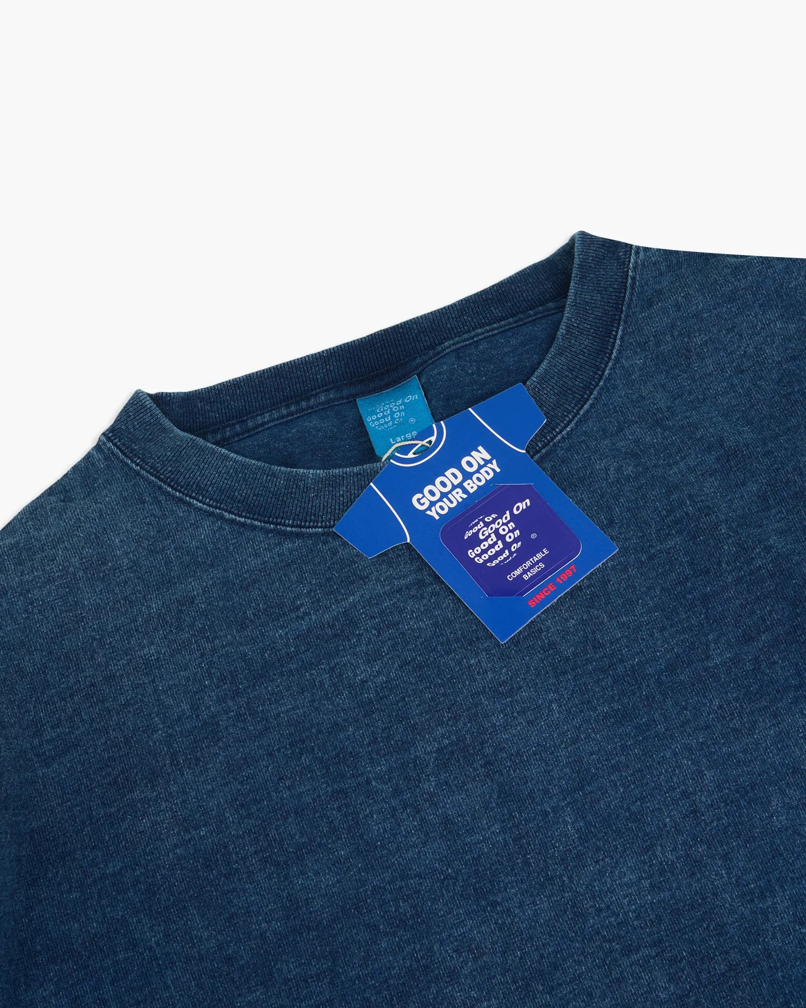Good On Indigo Shaved L/S Heavy Crew Tee - Indigo