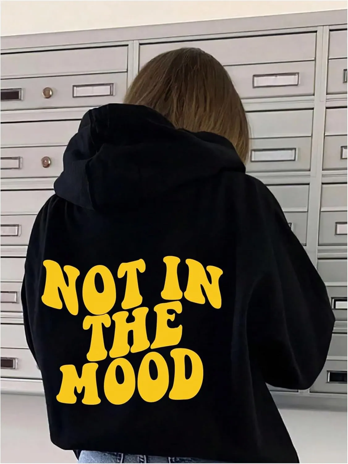 GORGLITTER Women's Floral Slogan Graphic Preppy Hoodies Long Sleeve Drop Shoulder Drawstring Pullover Hooded Sweatshirt