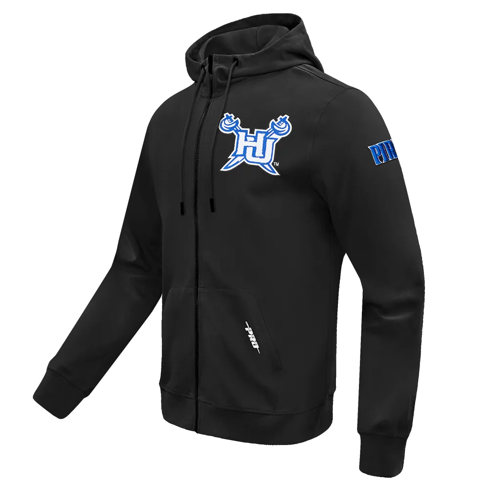 HAMPTON UNIVERSITY CLASSIC MEN'S DOUBLE KNIT FULL ZIP PULLOVER HOODIE (BLACK)
