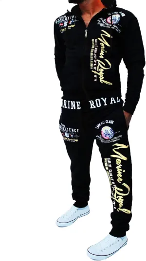 HHGKED Men 's Casual Tracksuit Hooded Full Zip Elastic Waistband Sweatsuit Set