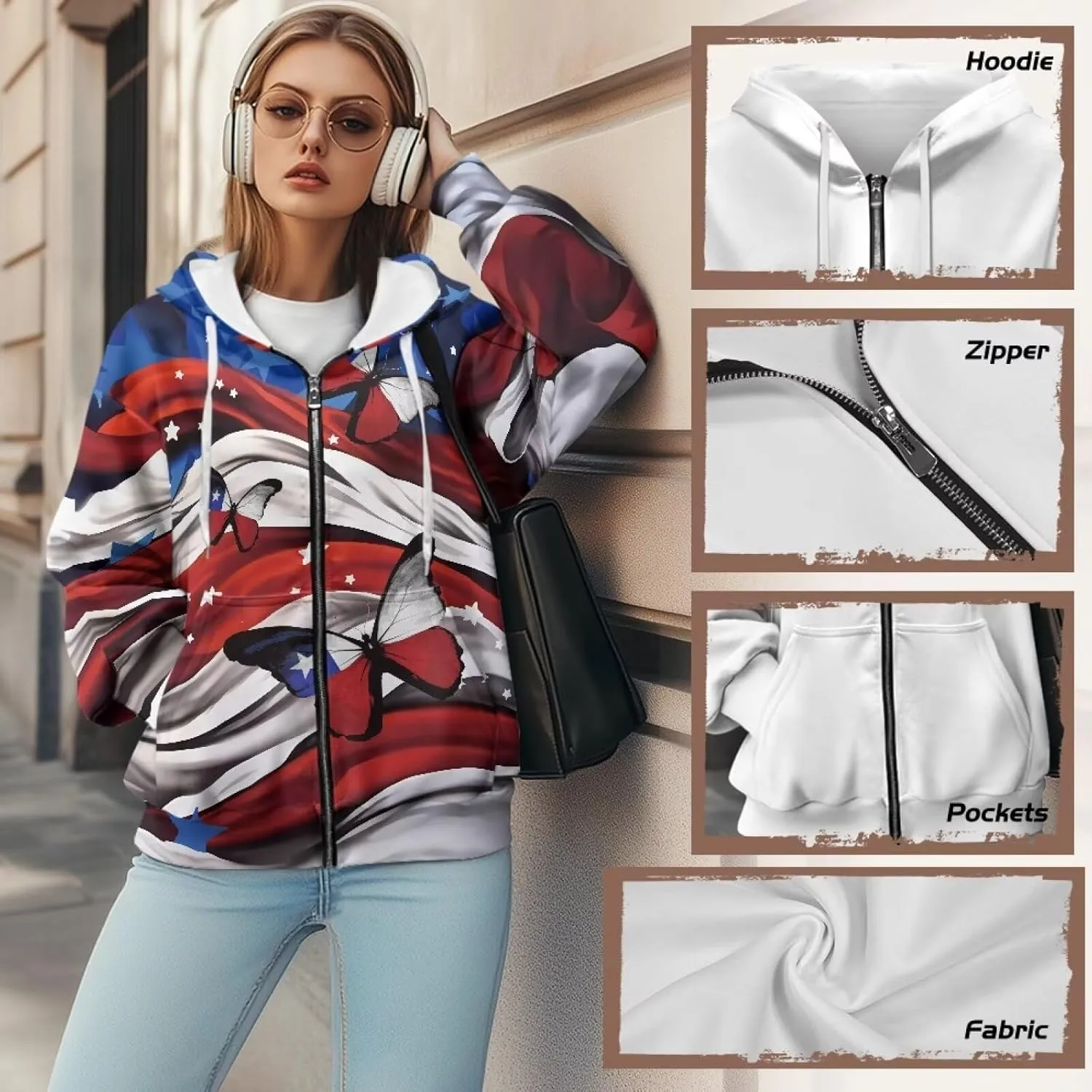HUGS IDEA Women Hoodies with Pocket Hooded Sweatshirts Long Sleeve Thin Jacket with Zipper