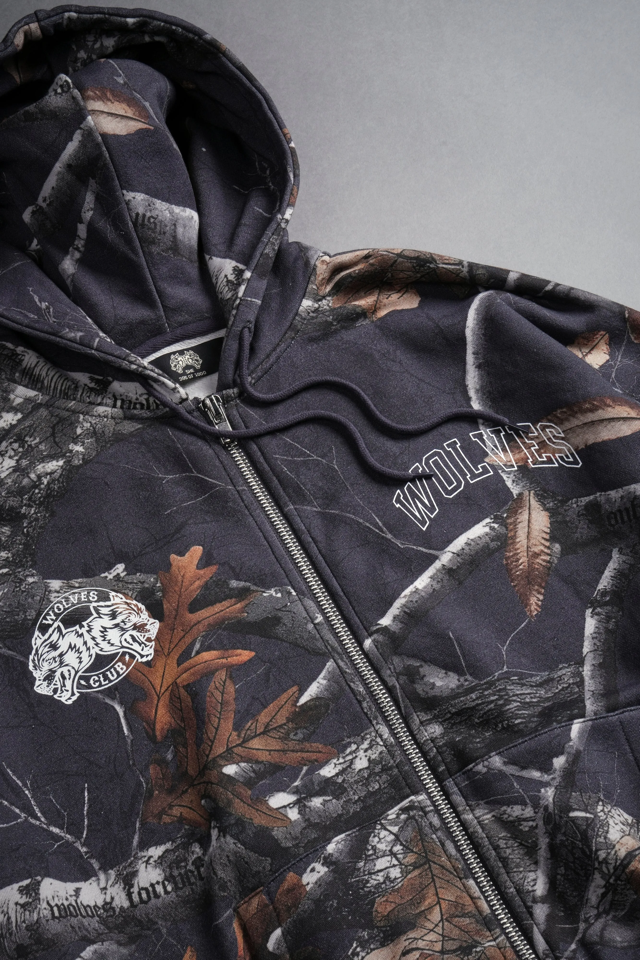 In Her Eyes "Chambers" Zip Hoodie in Storm Blue Woodland Camo