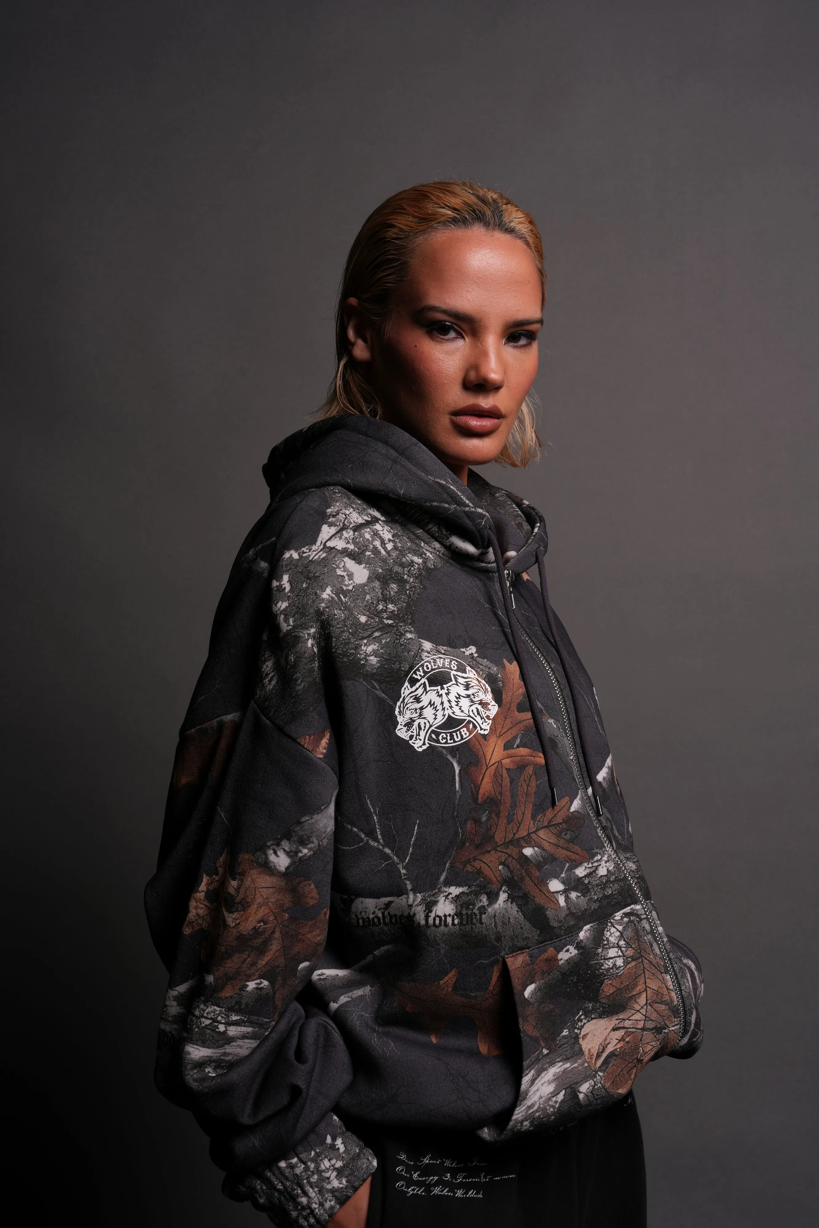 In Her Eyes "Chambers" Zip Hoodie in Storm Blue Woodland Camo