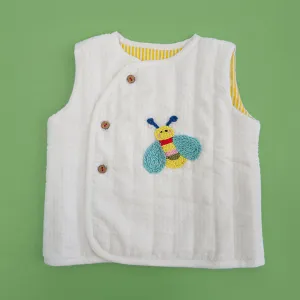 Keebee Organic Cotton Quilted White Vest - Winter Bee