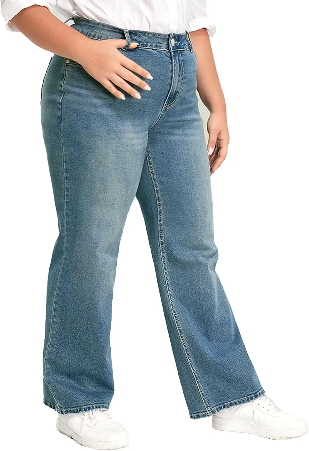 KISSPLUS Plus Size Baggy Jeans for Women High Waist Loose Women Jeans Curvy Stretchy Denim Pants for Women