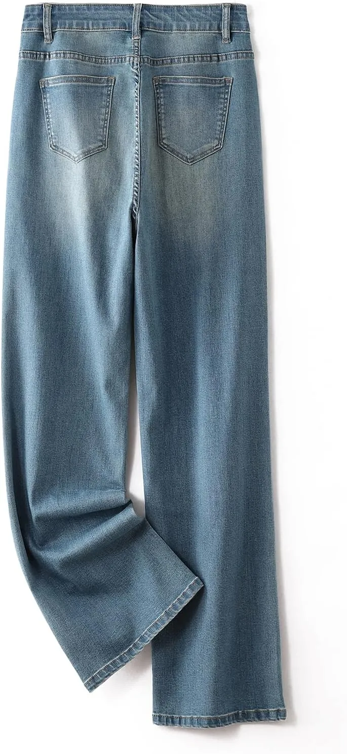 KISSPLUS Plus Size Baggy Jeans for Women High Waist Loose Women Jeans Curvy Stretchy Denim Pants for Women
