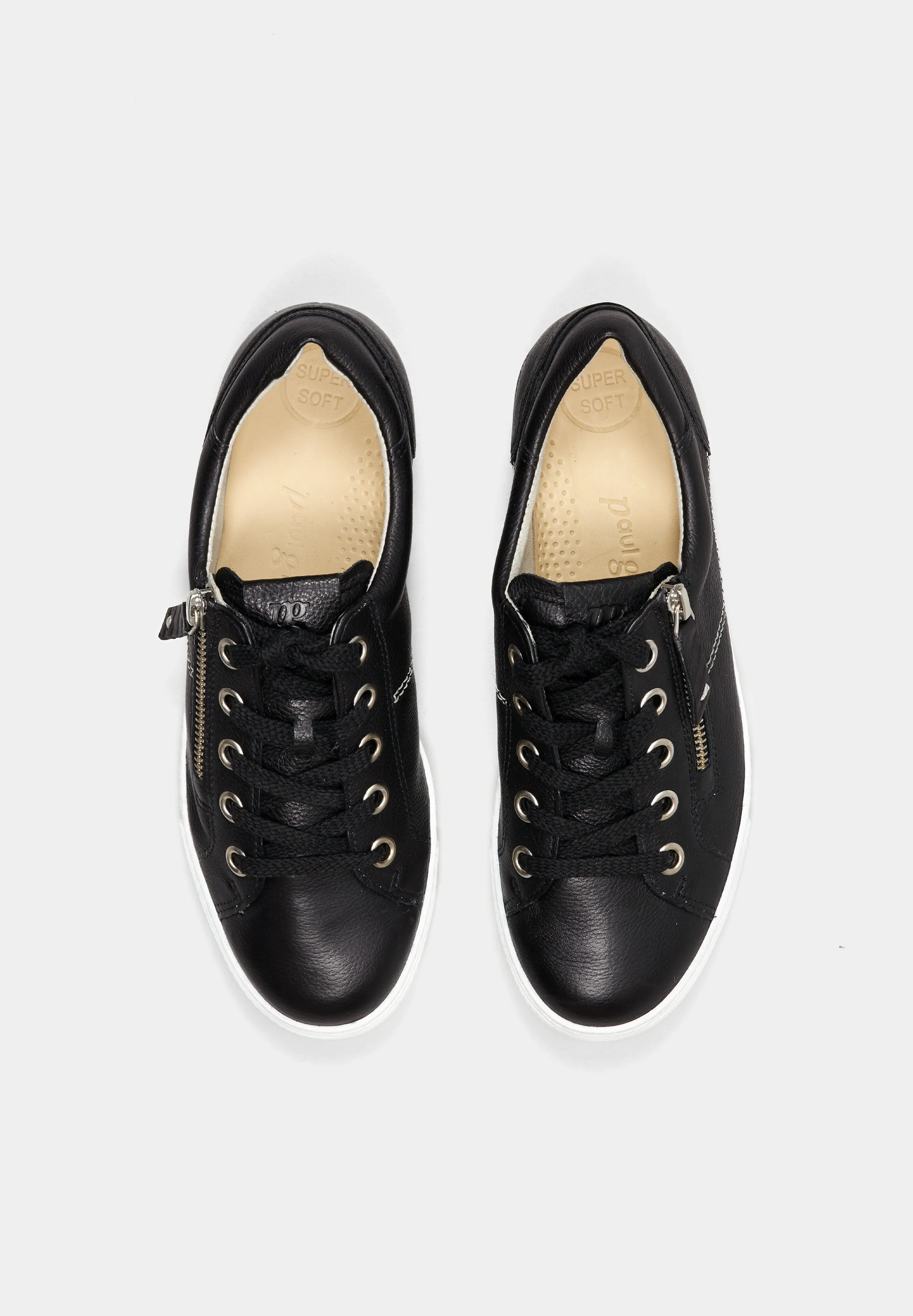 Lace Up Trainers 4940 Black Leather