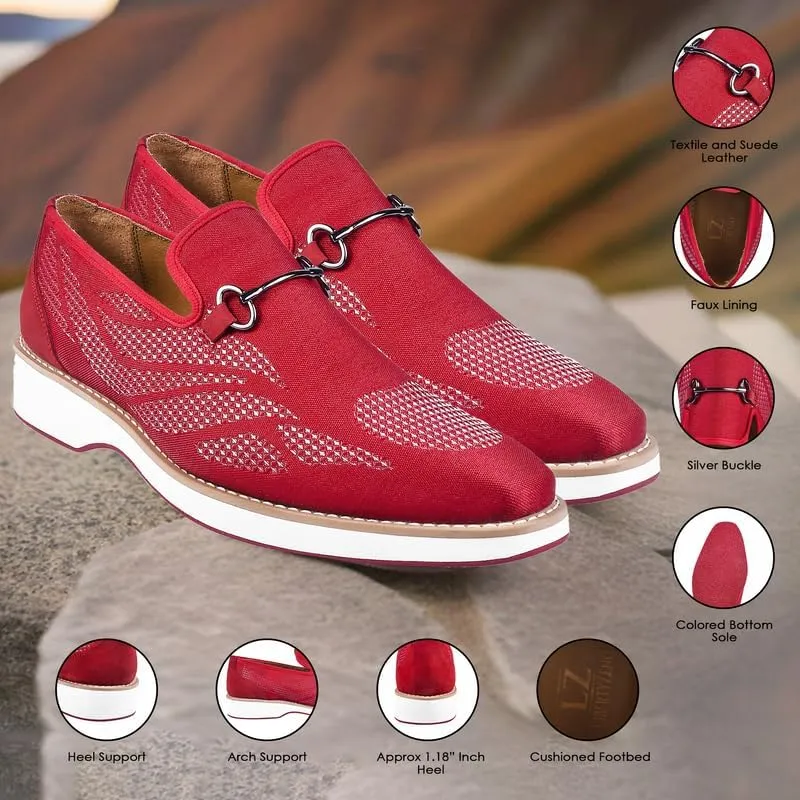 LIBERTYZENO Mens Canvas Textile & Suede Leather Adults Noble Penny Loafers Slip On Prom & Wedding Party Shoes for Prom Graduation
