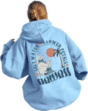 MakeMeChic Women's Letter Graphic Hoodies Pocket Thermal Lined Long Sleeve Pullover Sweatshirt