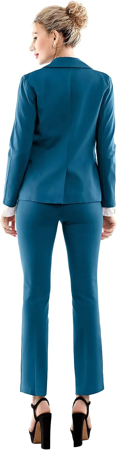 Marycrafts Women's 2 Buttons Business Blazer Pant Suit Set for Work