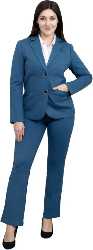 Marycrafts Women's 2 Buttons Business Blazer Pant Suit Set for Work